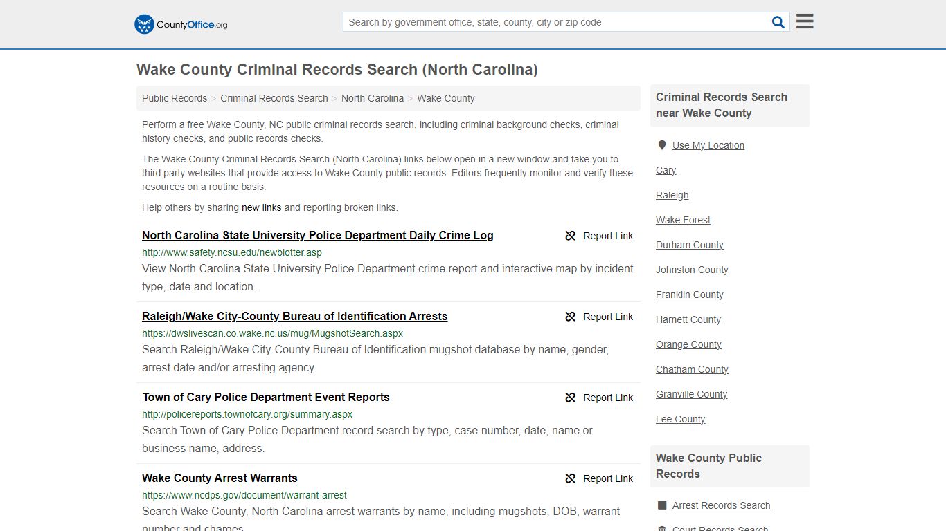 Wake County Criminal Records Search (North Carolina) - County Office